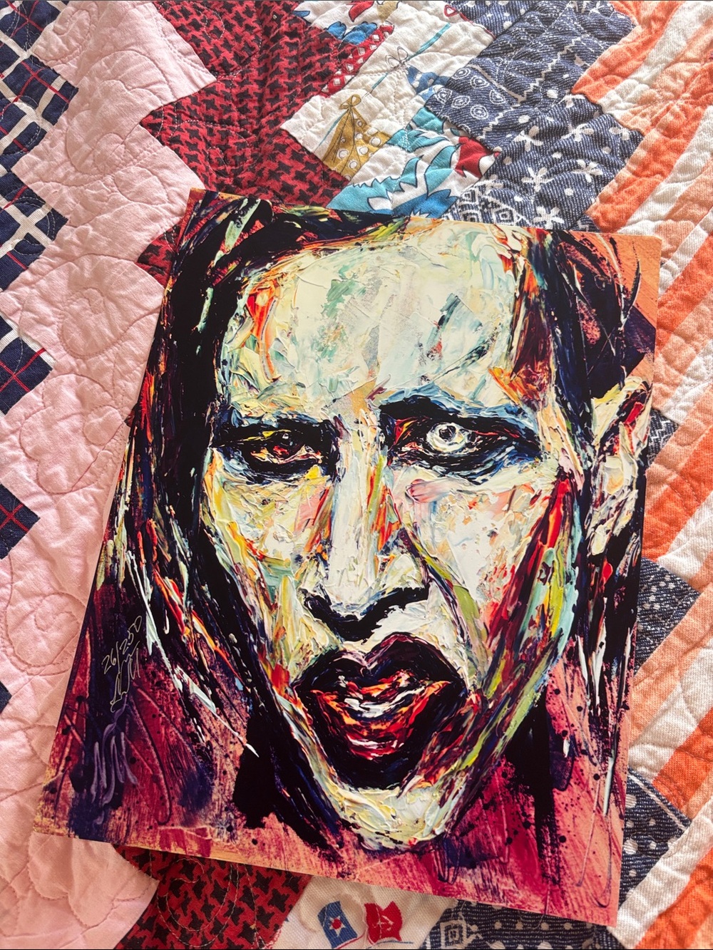Multicolor Expressionist Face Painting of Marilyn Manson Print - signed/numbered
